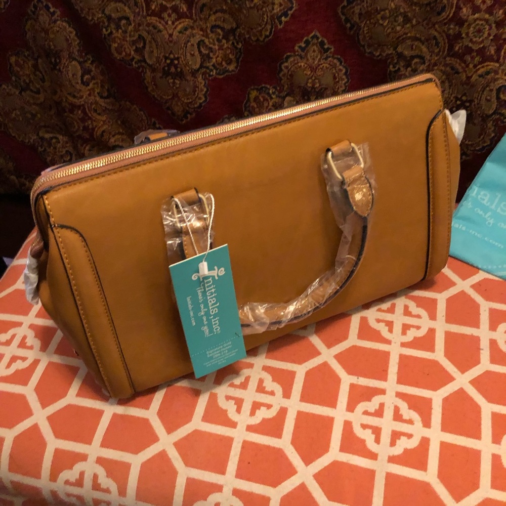 Initials INC Signature Gold Satchel-Honey